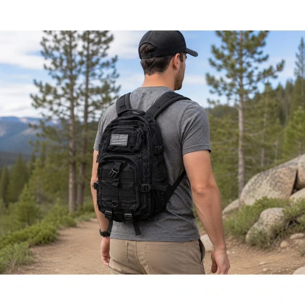 Black Tactical MOLLE Backpack Military Rucksack EDC Hiking Camping 19